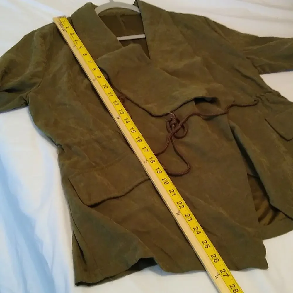 Women's Size Medium olive green jacket. BOHO